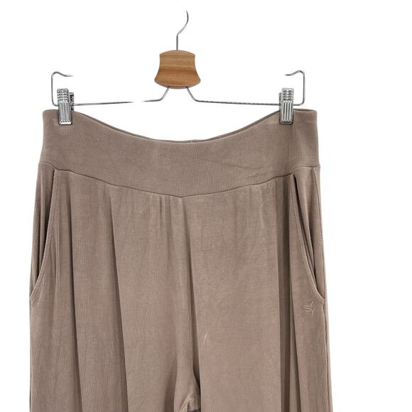 Cozy Earth Bamboo Rib-Knit Jogger Pants Lounge Brown Beige Size Large - Picture 3 of 10